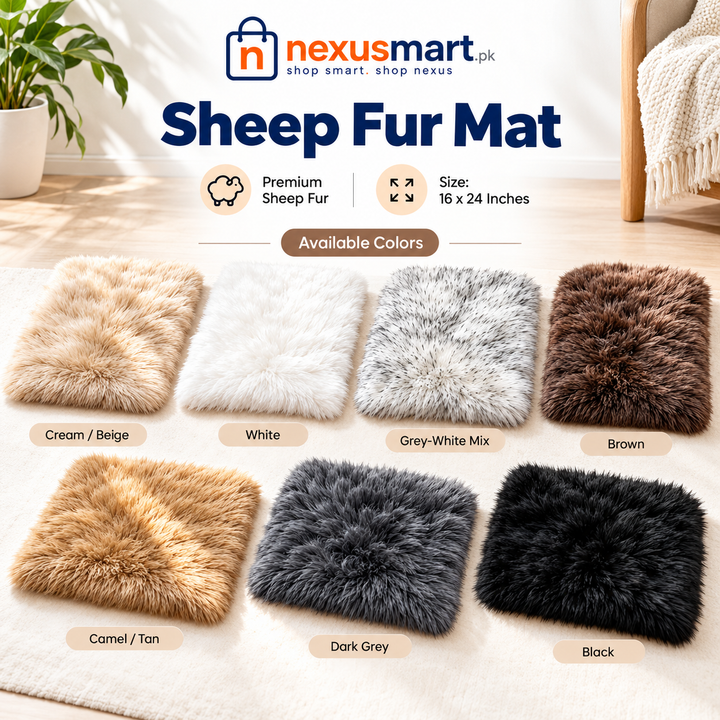 Premium Faux Sheep Fur Mat 16 x 24 Inches – Soft Fluffy Bedroom & Living Room Rug