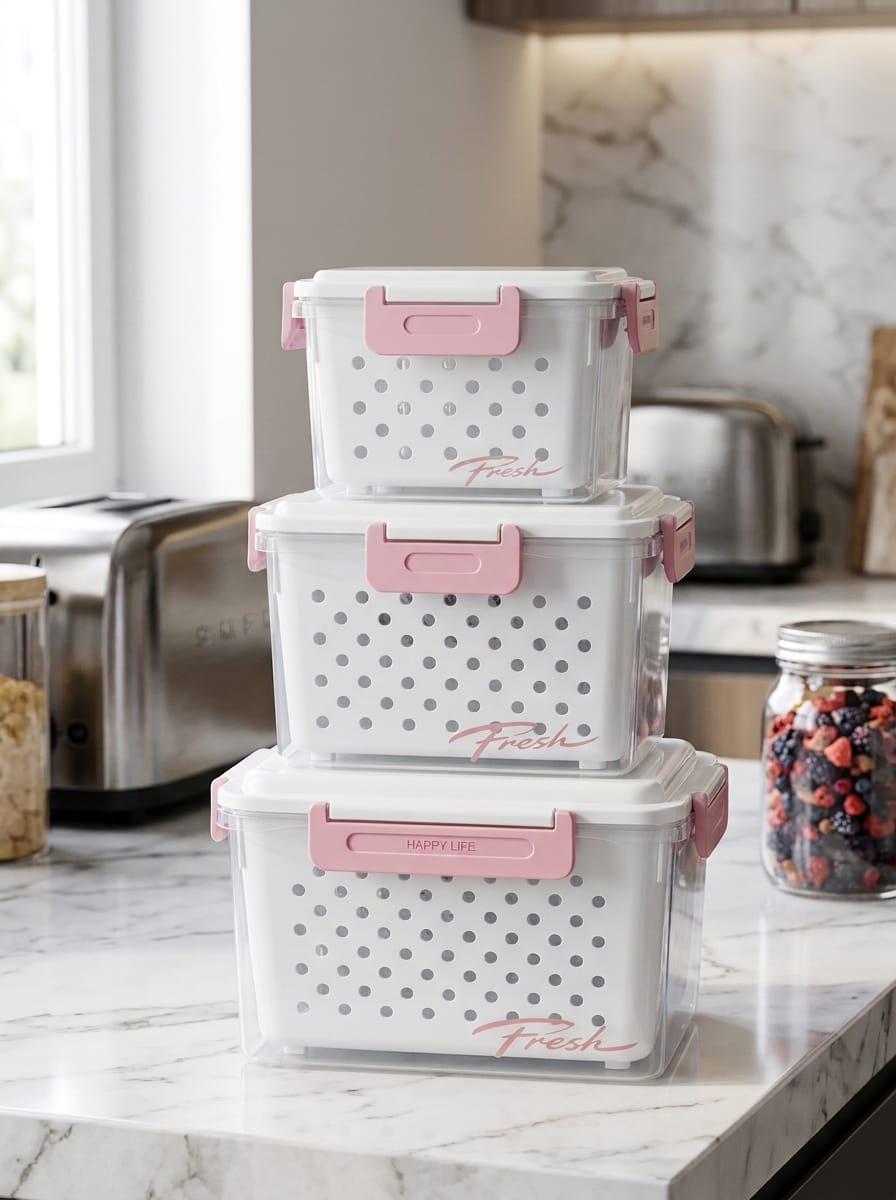 Fresh Box set with pink locking clips – illustrative color image