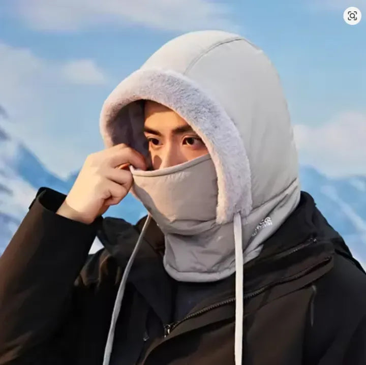 Supplier grey water repellent hood with face mask