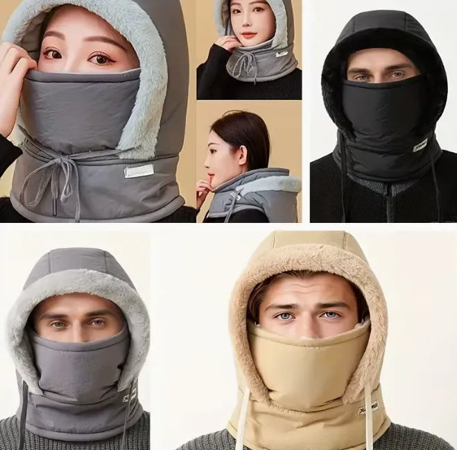 Supplier photo: black fleece lined winter hood with face mask
