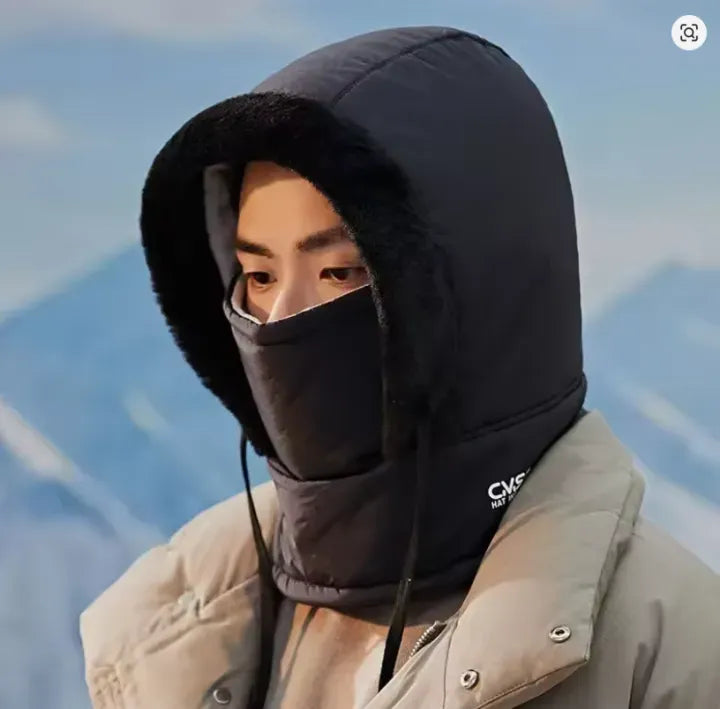 Supplier photo: grey fleece lined winter thermal face cover