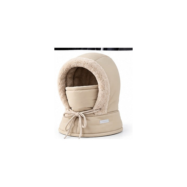Beige winter hood with integrated face mask – color variant visual