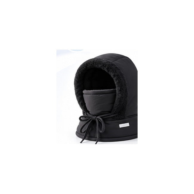 Black winter hood with integrated face mask – color variant visual