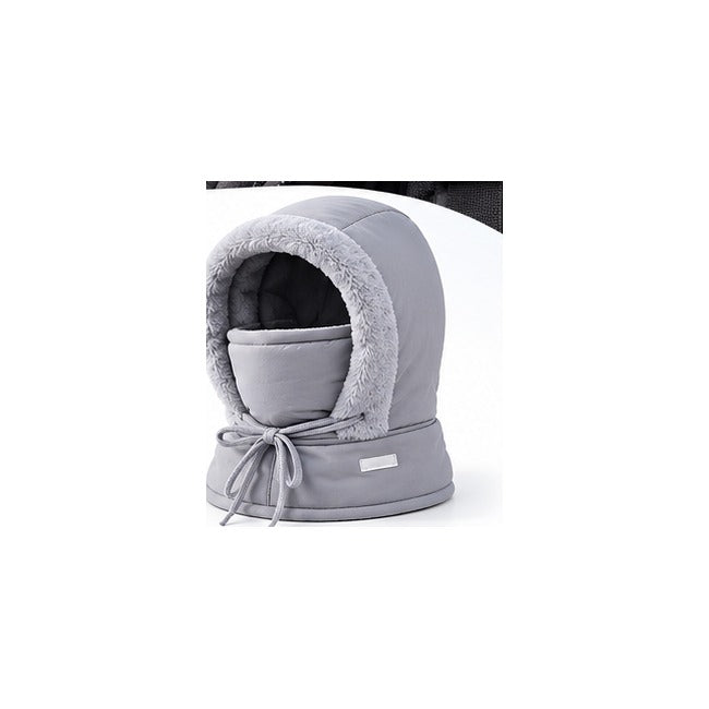 Grey winter hood with integrated face mask – color variant visual