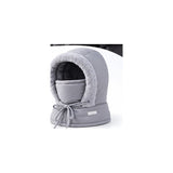 Grey winter hood with integrated face mask – color variant visual