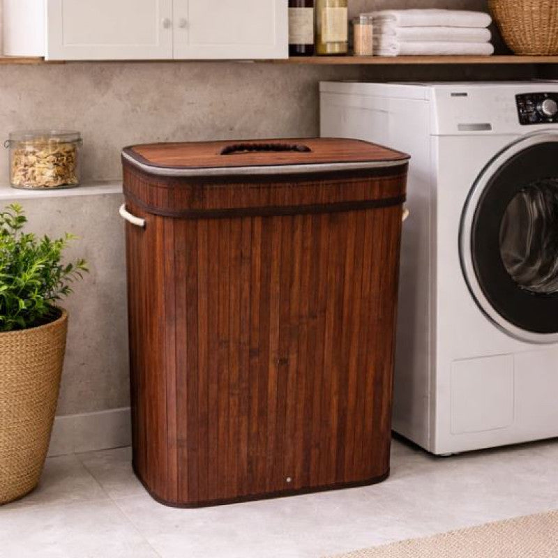 Rectangular Bamboo Laundry Basket
