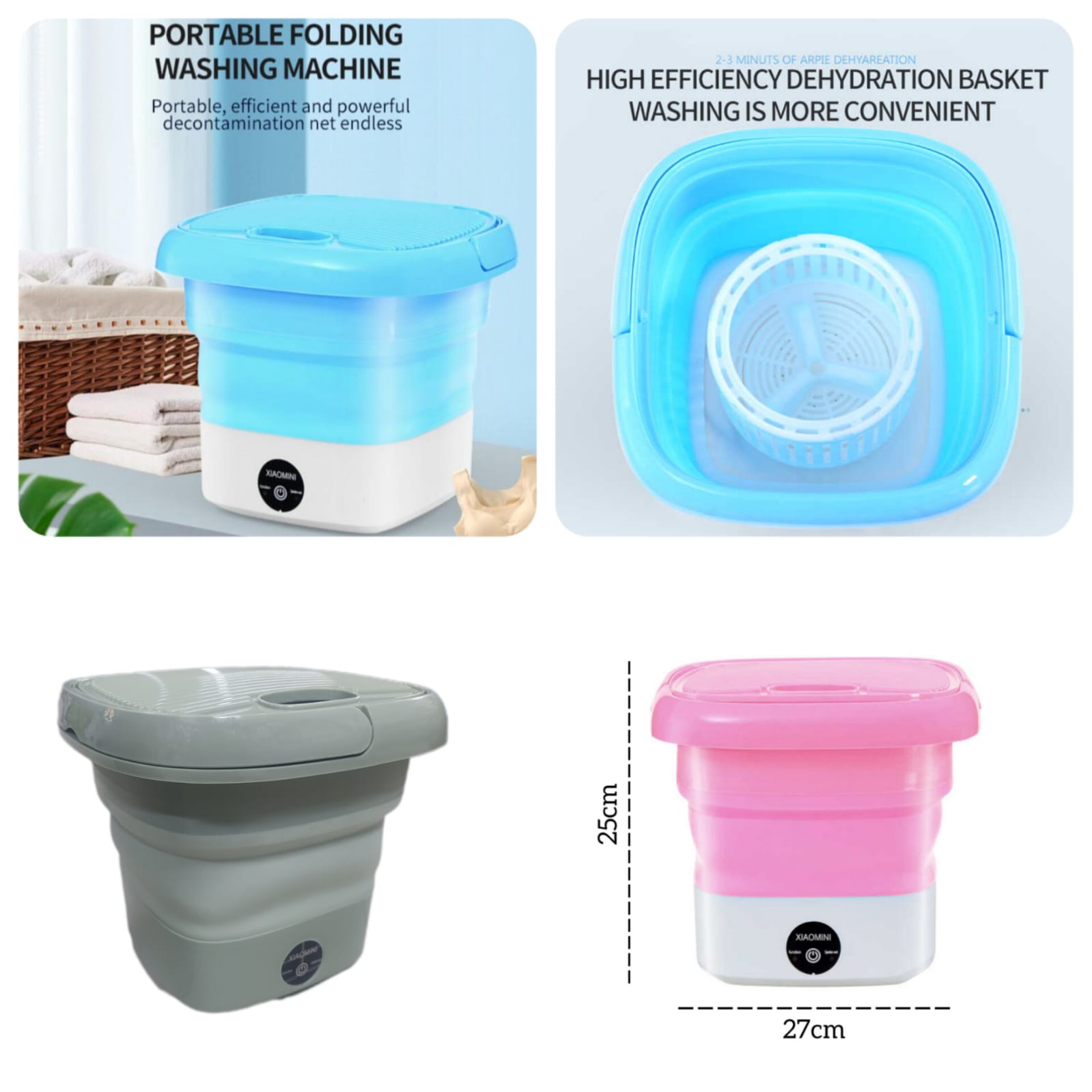 Foldable Electric Mini Washing Machine with Spin Dryer product image - Nexusmart Pakistan