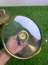 Actual Golden Steel Karahi with Glass Lid – real product photo 4