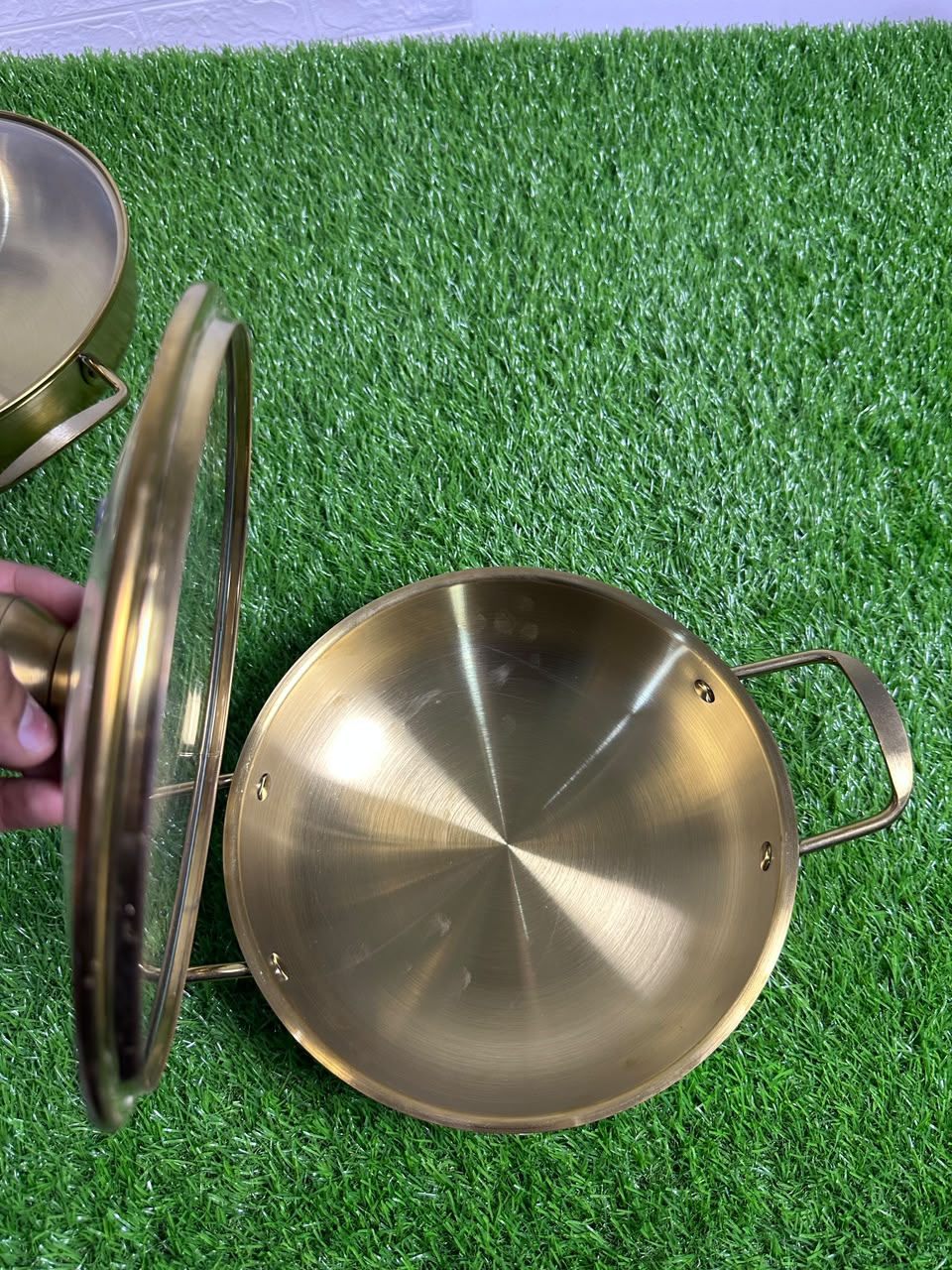 Actual Golden Steel Karahi with Glass Lid – real product photo 8