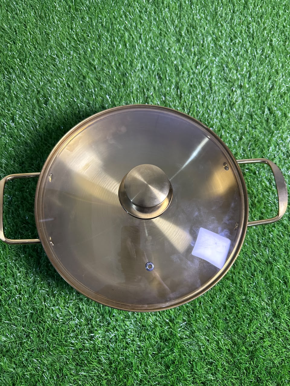 Actual Golden Steel Karahi with Glass Lid – real product photo 9