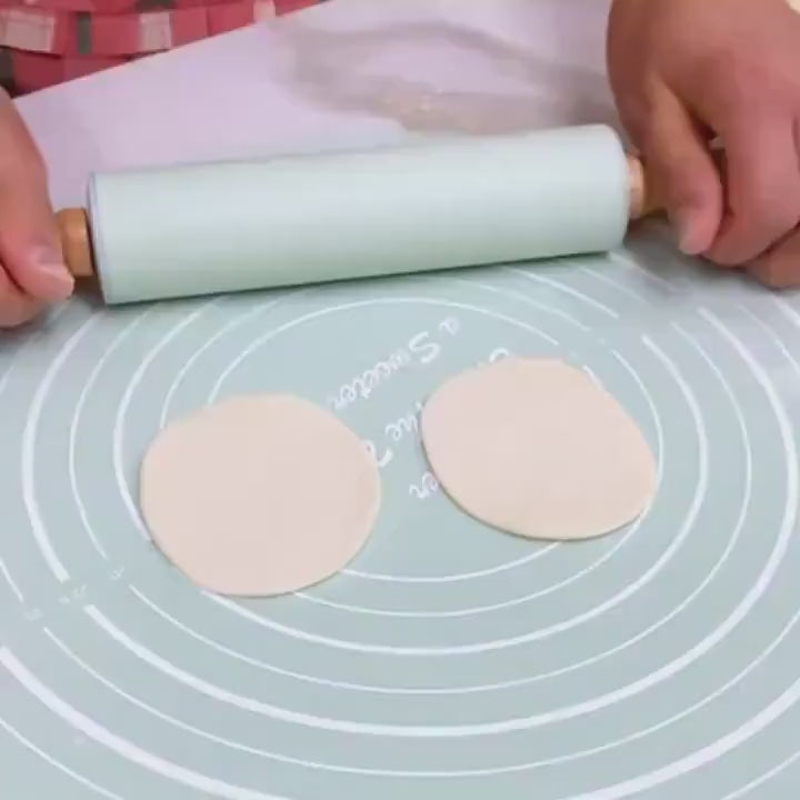 Silicone Dough Mat & Rolling Pin Set – Kitchen & Cooking