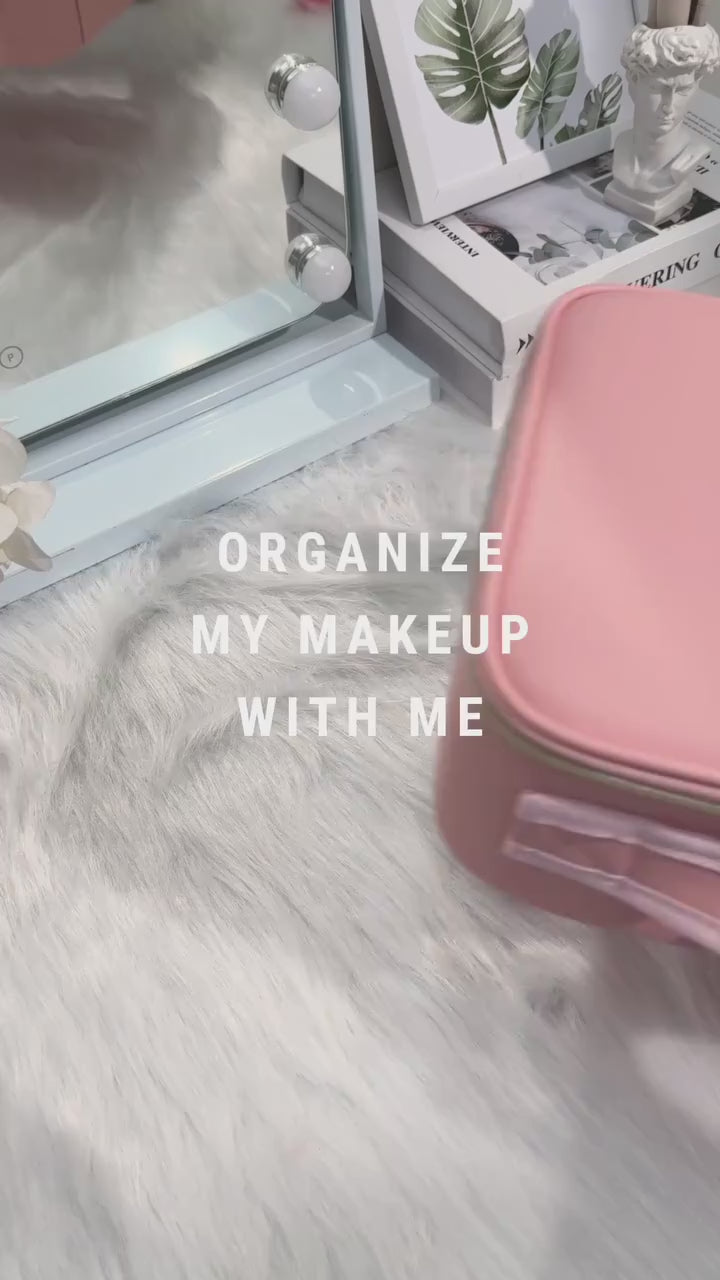 Smart LED Makeup Organizer Bag with Lighted Mirror