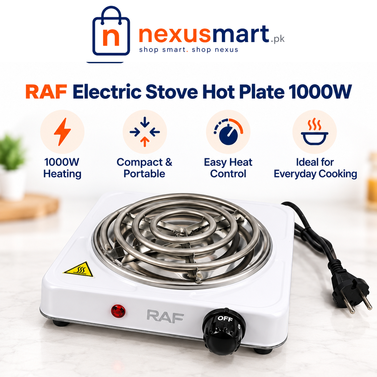 RAF Single Electric Hot Plate 1000W – Portable Stove — NexusMart.pk