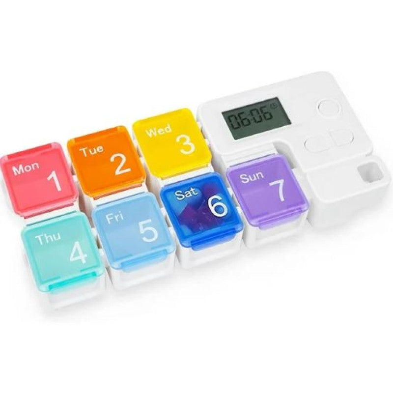 7 Day Pill Dispenser Organizer with Reminder Alarm – BPA Free Portable