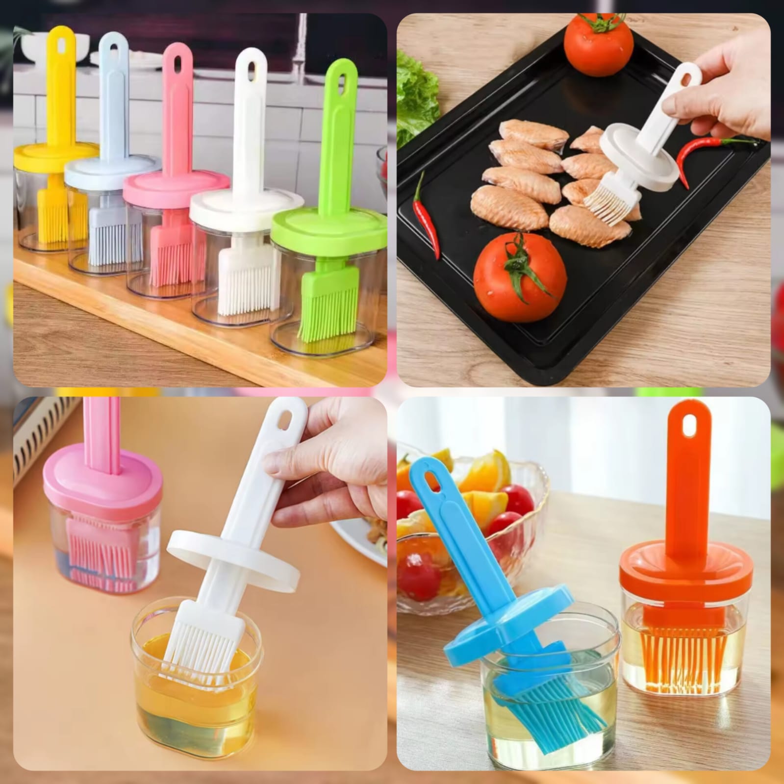 Silicone Oil Brush with Jar Kitchen Basting Brush for Cooking & BBQ product image - Nexusmart Pakistan
