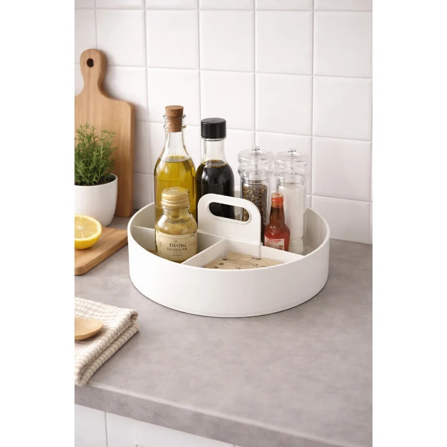 Rotating organizer for kitchen bottles and condiments