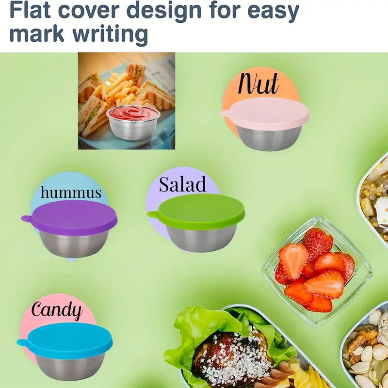 Reusable stainless steel dip cups for bento lunch box
