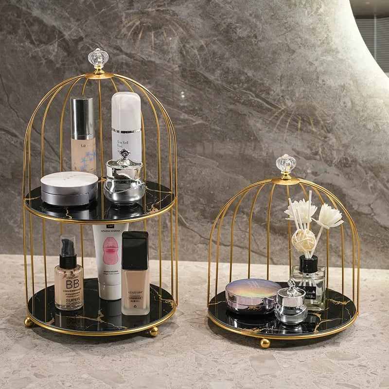 2 Tier Cosmetic Storage Rack with Elegant Design