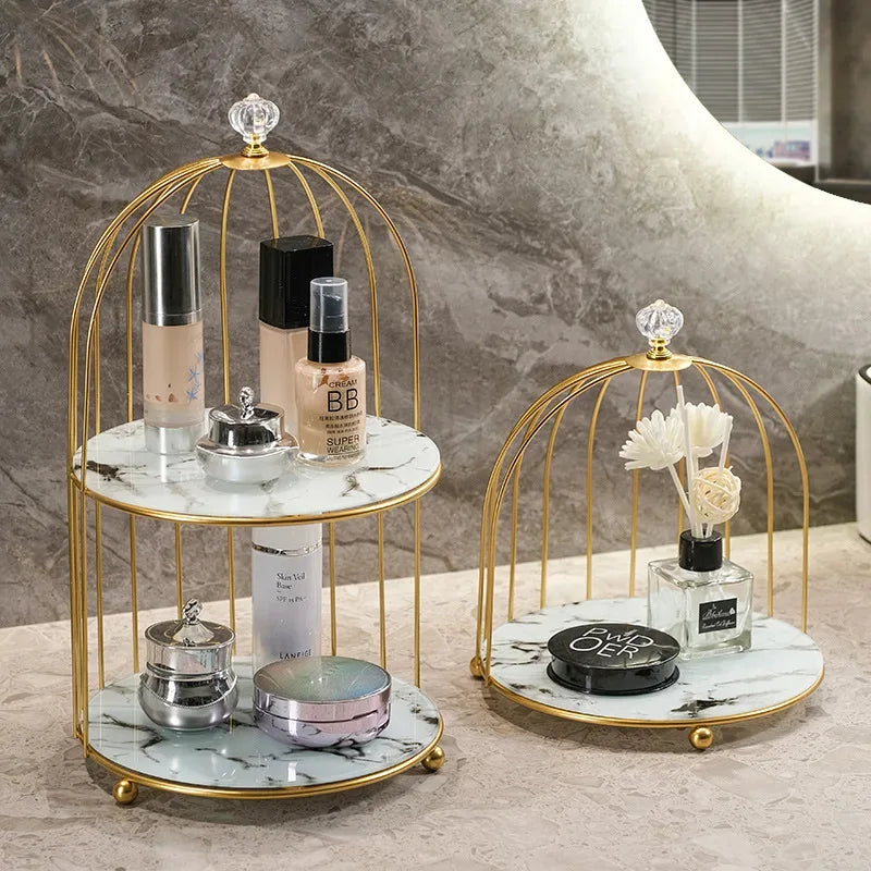 2 Tier Cosmetic Storage Rack with Elegant Design