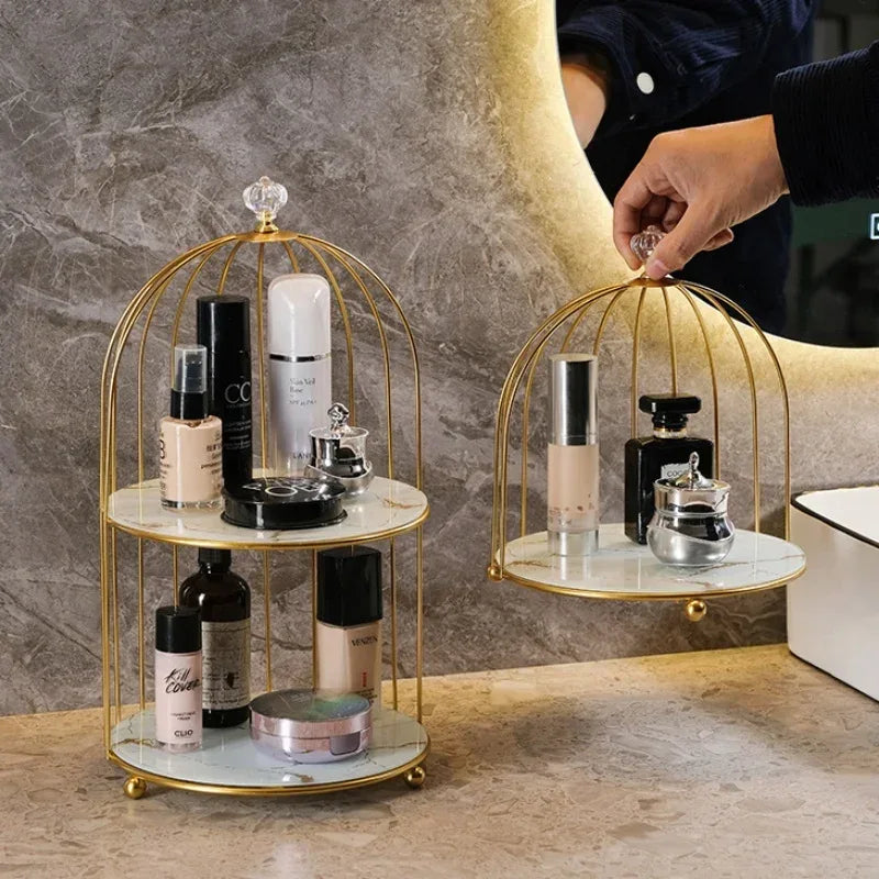 2 Tier Cosmetic Storage Rack with Elegant Design