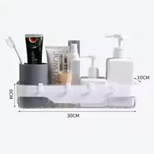 Wall-Mounted Bathroom Shelf with Storage Hooks