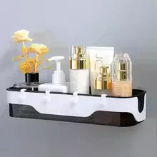Wall-Mounted Bathroom Shelf with Storage Hooks