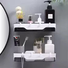 Wall-Mounted Bathroom Shelf with Storage Hooks