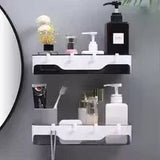 Wall-Mounted Bathroom Shelf with Storage Hooks