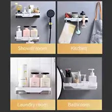 Wall-Mounted Bathroom Shelf with Storage Hooks