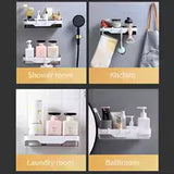 Wall-Mounted Bathroom Shelf with Storage Hooks