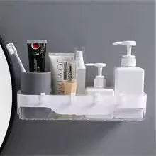 Wall-Mounted Bathroom Shelf with Storage Hooks