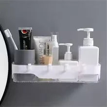 Wall-Mounted Bathroom Shelf with Storage Hooks