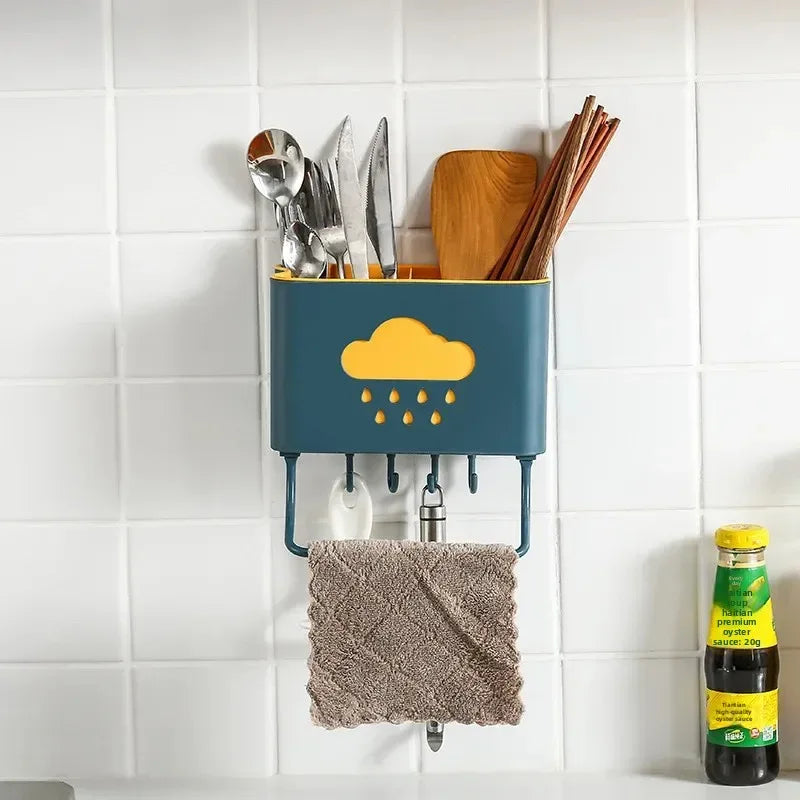 Wall Mounted Kitchen Organizer with Towel Rack