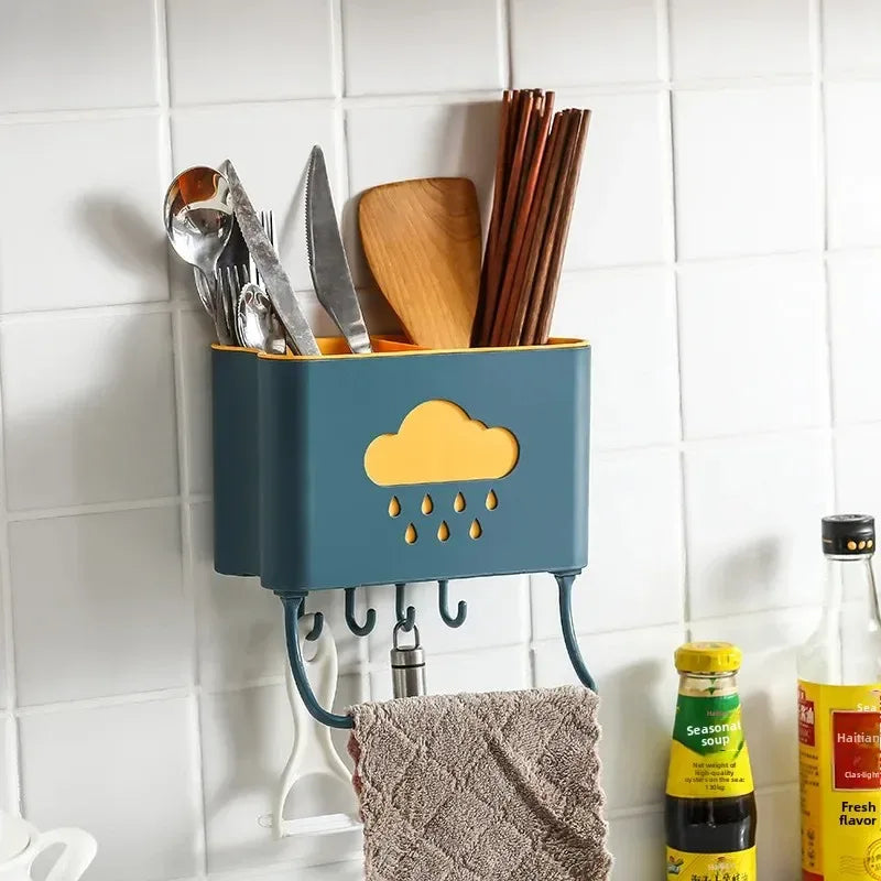 Wall Mounted Kitchen Organizer with Towel Rack