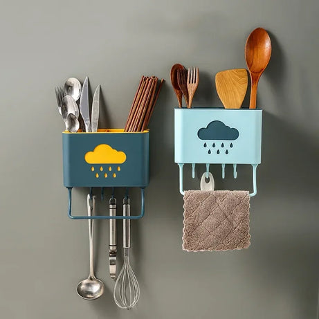 Wall Mounted Kitchen Organizer with Towel Rack