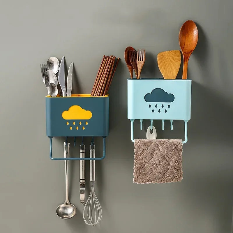 Wall Mounted Kitchen Organizer with Towel Rack