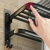 Wall Mounted Shower Towel Rack - Durable Black Steel