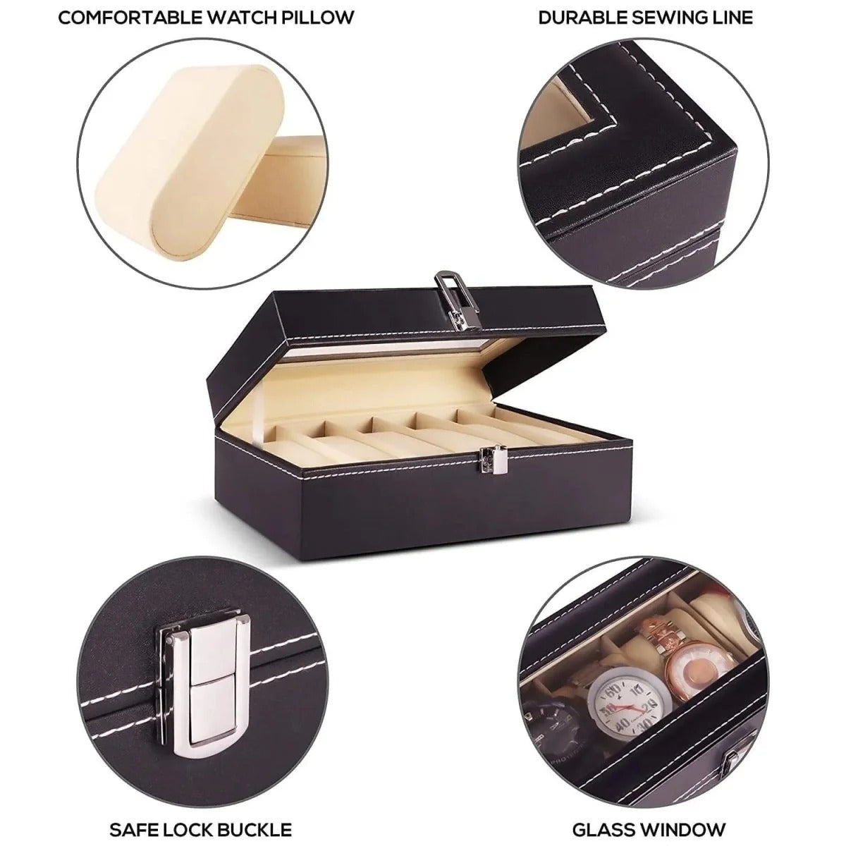 Leather Watch Box Multi-Grid Storage Nexusmart view 4 - Nexusmart Pakistan