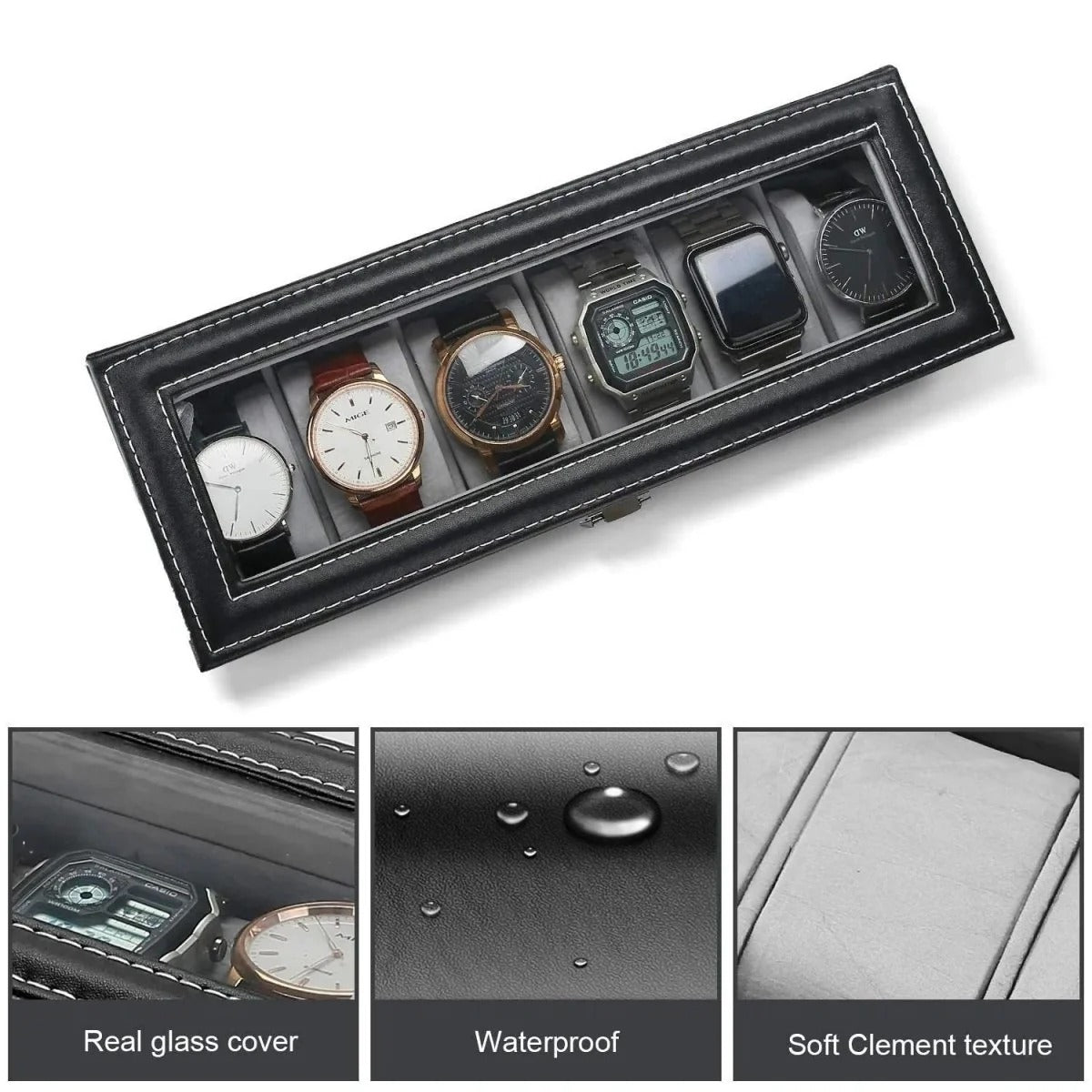 Leather Watch Box Multi-Grid Storage Nexusmart view 2 - Nexusmart Pakistan