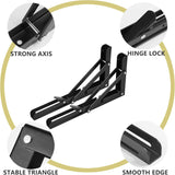 Folding Shelf Brackets Heavy Duty Metal Collapsible Wall Bracket – Pack of 2