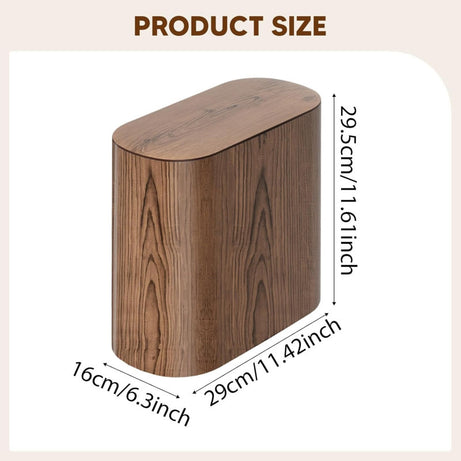 Bathroom Trash Can with Lid – Marble Wood Pattern Small Waste Basket
