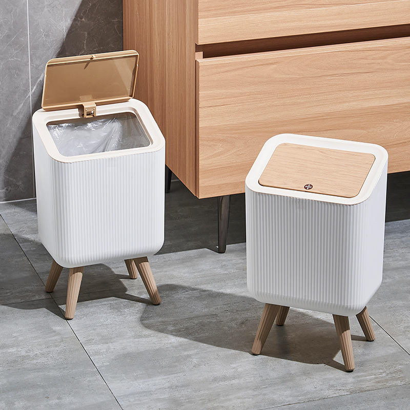 Multipurpose Push Top Square Trash Bin With Lid